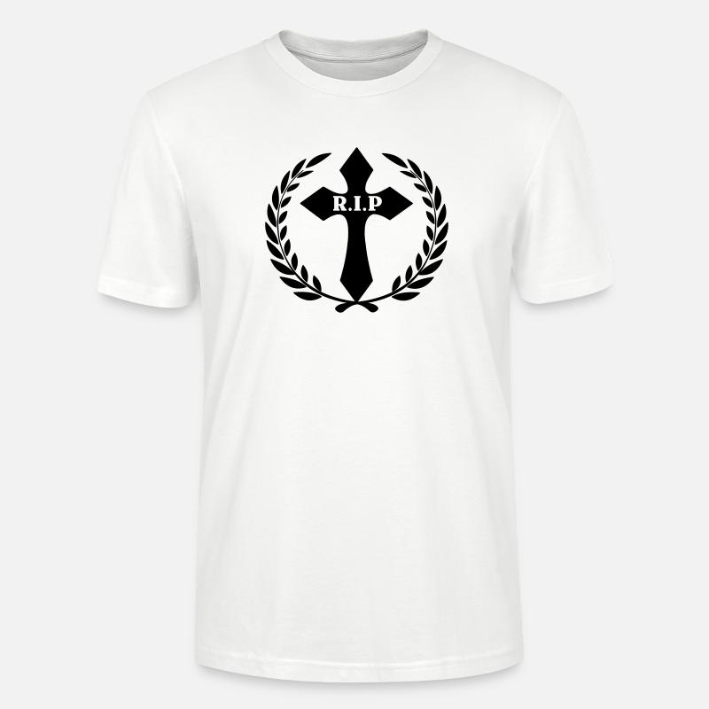 Croix en couronne de laurier RIP - T-shirt bio CRAFTER Stanley Stella Unisexe - blanc