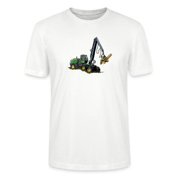 Harvester, Holzerntemaschine - Stanley/Stella Unisex Bio-T-Shirt CRAFTER - Weiß - Vorne - Alina (178cm) & Michal (187cm)