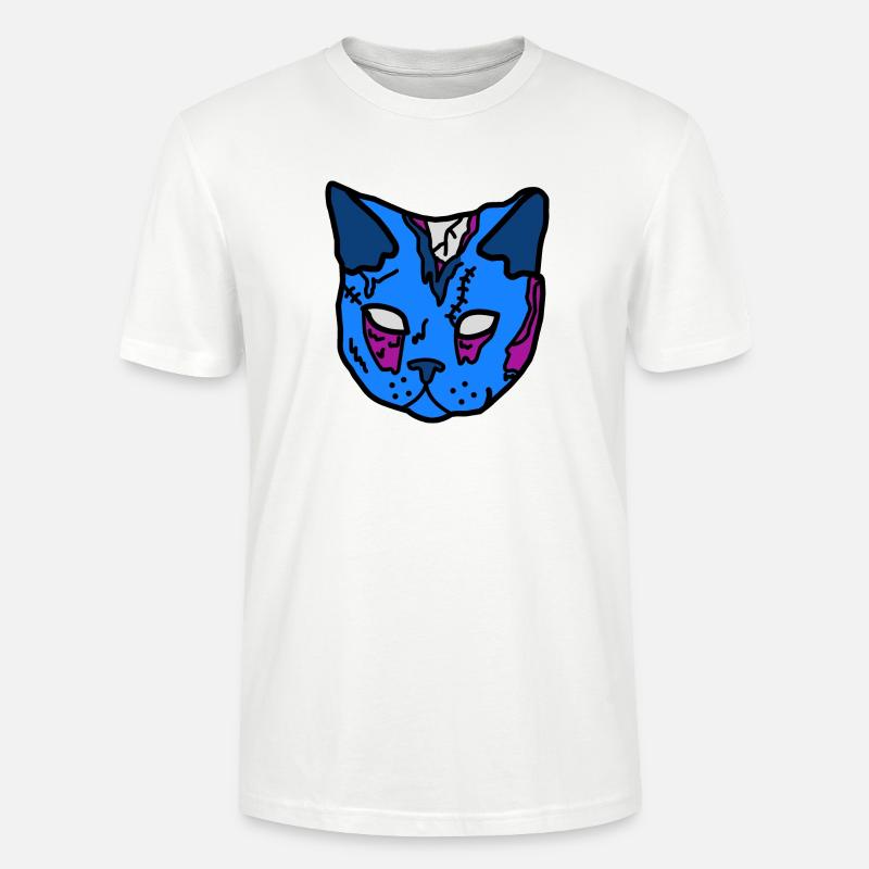 Blauer Katzenmaske Patchwork - Stanley/Stella Unisex Bio-T-Shirt CRAFTER - Weiß