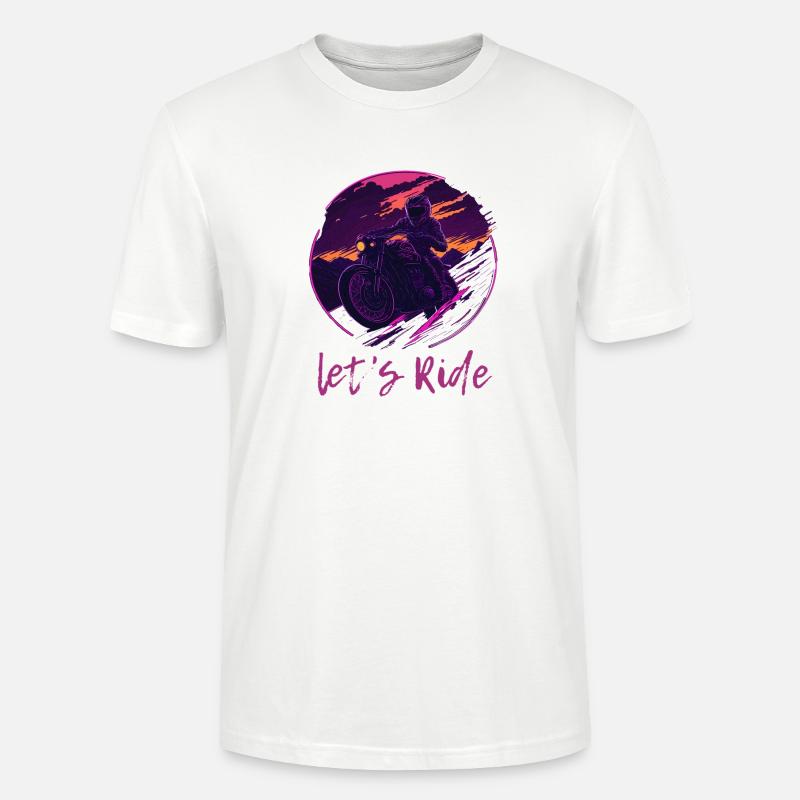 Let's Ride Synthwave Motorradfahrer - Stanley/Stella Unisex Bio-T-Shirt CRAFTER - Weiß