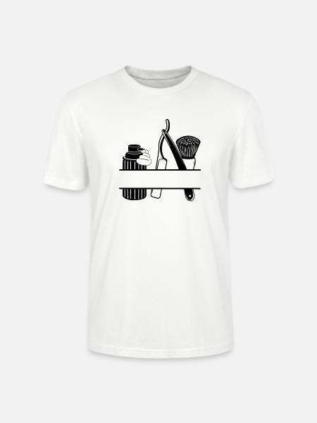 Rasiercreme, Messer und Pinsel, Logo-Rasur - Stanley/Stella Unisex Bio-T-Shirt CRAFTER - Weiß