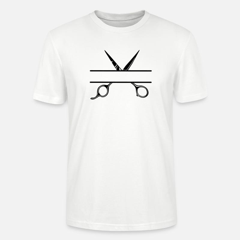 Texte bannière logo coiffeur ouvrir ciseaux - T-shirt bio CRAFTER Stanley Stella Unisexe - blanc