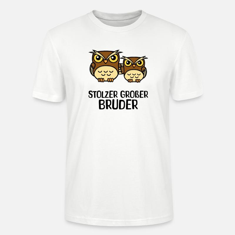 Großer Bruder Statement Eule Geschwisterliebe - Stanley/Stella Unisex Bio-T-Shirt CRAFTER - Weiß