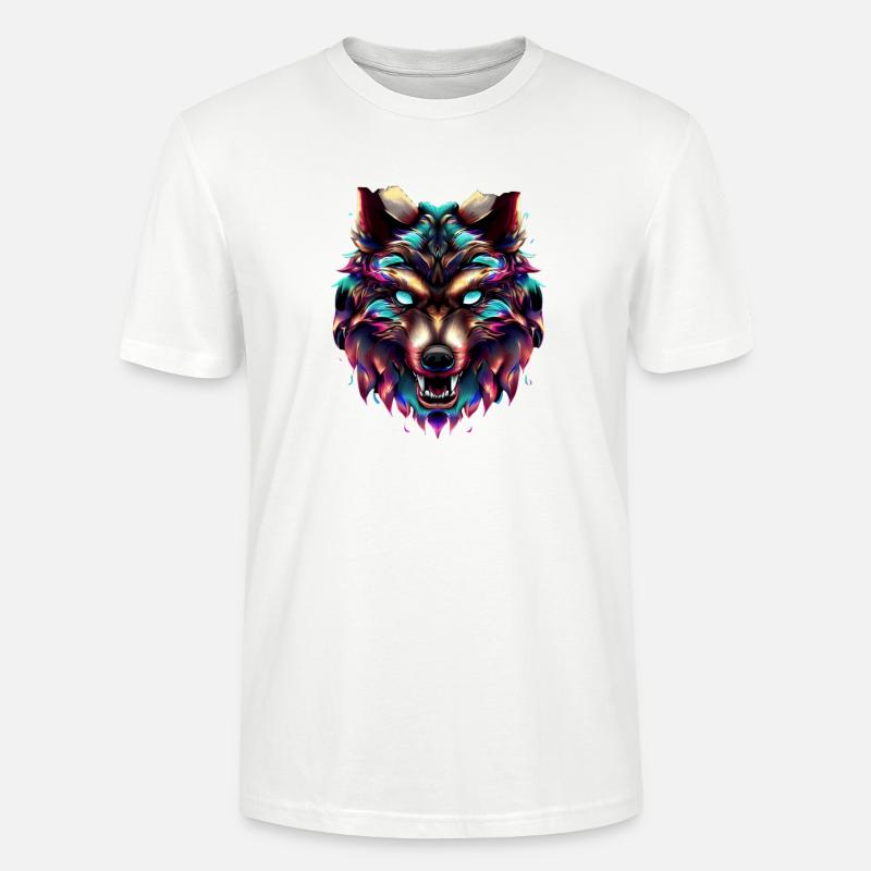 Wolf’s Head Synthwave Wolf - T-shirt bio CRAFTER Stanley Stella Unisexe - blanc