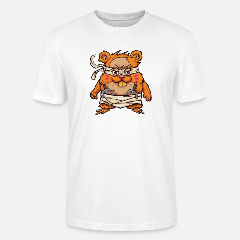 Kawaii Samurai Hamster mit Hamjitsu Schwert - Stanley/Stella Unisex Bio-T-Shirt CRAFTER - Weiß