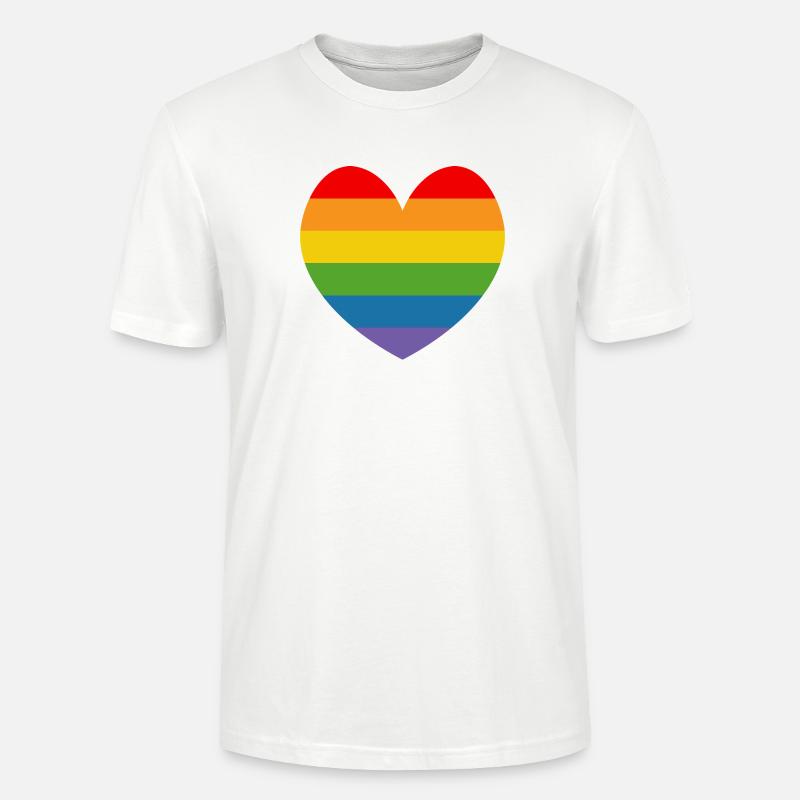 LGBT CSD TShirt Regenbogen HERZ - Stanley/Stella Unisex Bio-T-Shirt CRAFTER - Weiß