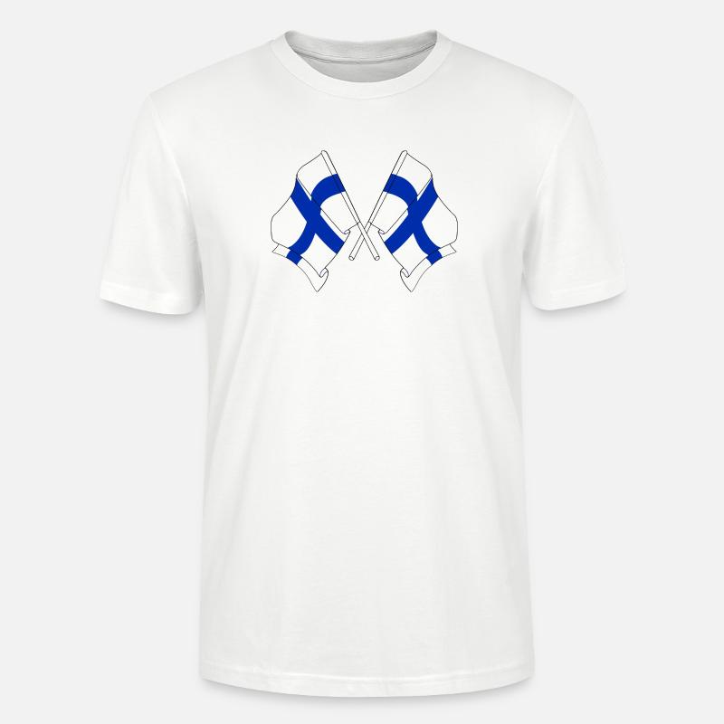 Deux drapeaux de la Finlande croisés - T-shirt bio CRAFTER Stanley Stella Unisexe - blanc