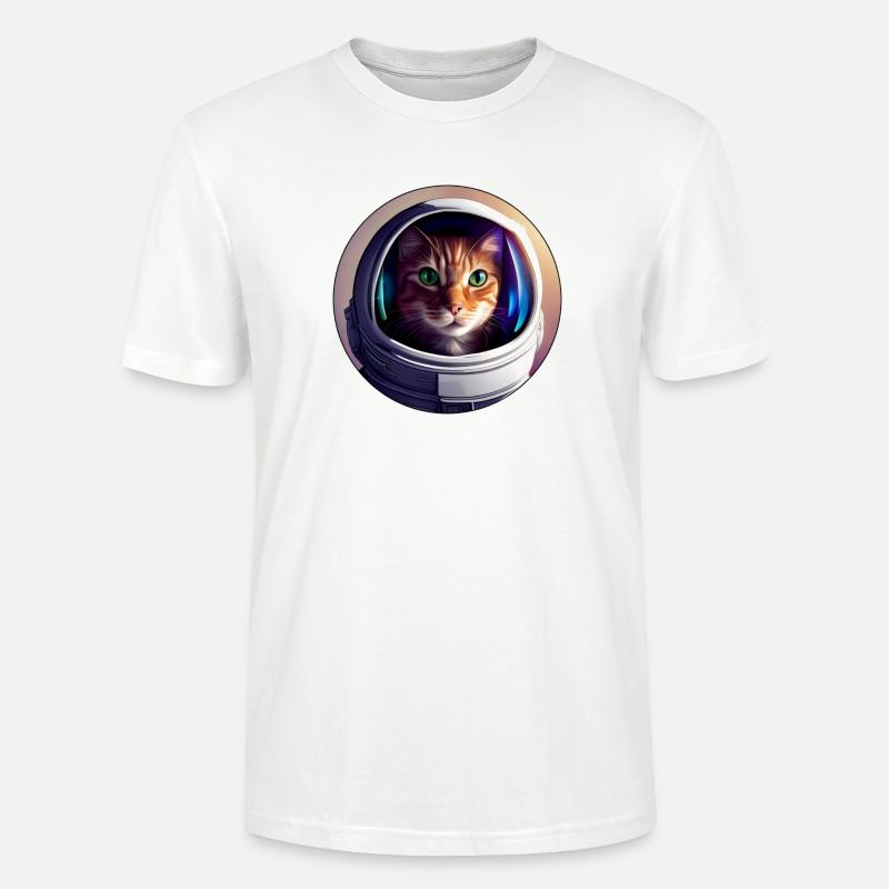 Chat de l’espace avec un casque - T-shirt bio CRAFTER Stanley Stella Unisexe - blanc