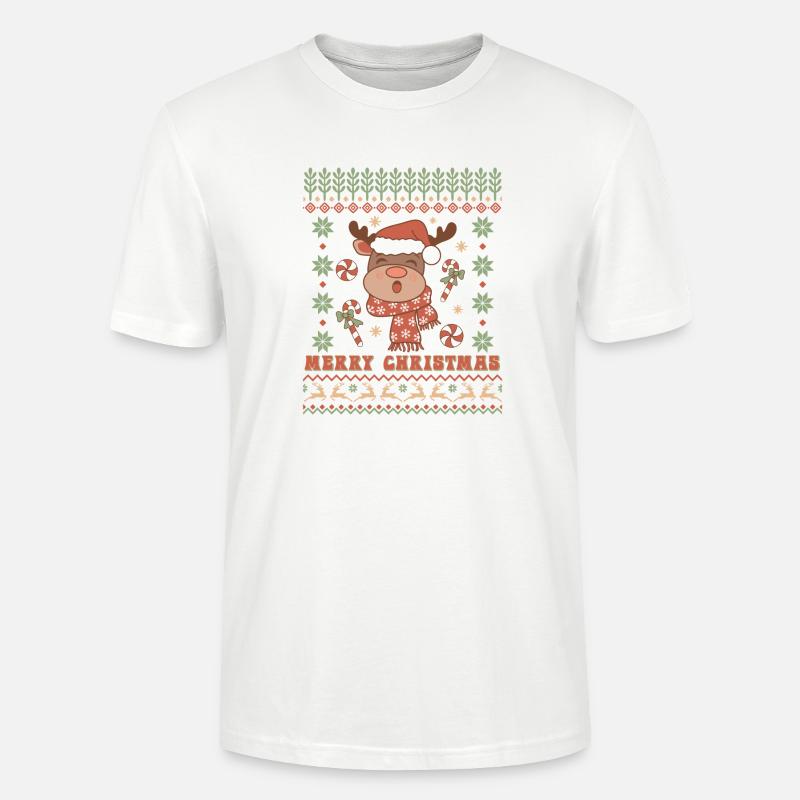 Pull de Noël moche - T-shirt bio CRAFTER Stanley Stella Unisexe - blanc