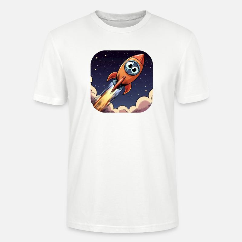 Comic Rakete mit Augen - Stanley/Stella Unisex Bio-T-Shirt CRAFTER - Weiß
