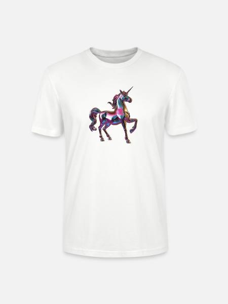lila chormatisches Einhorn - Stanley/Stella Unisex Bio-T-Shirt CRAFTER - Weiß