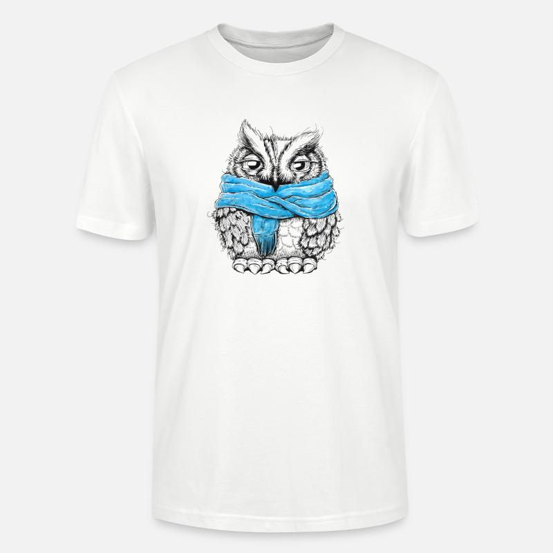 Eule mit Schal - Stanley/Stella Unisex Bio-T-Shirt CRAFTER - Weiß