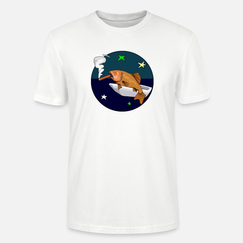 Poisson avec un cigare dans l’espace. - T-shirt bio CRAFTER Stanley Stella Unisexe - blanc