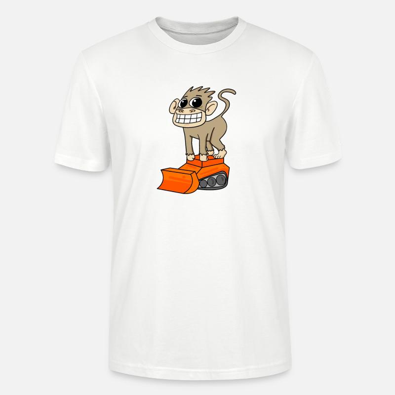 Affe Bagger Baggerfahrer Motiv - Stanley/Stella Unisex Bio-T-Shirt CRAFTER - Weiß