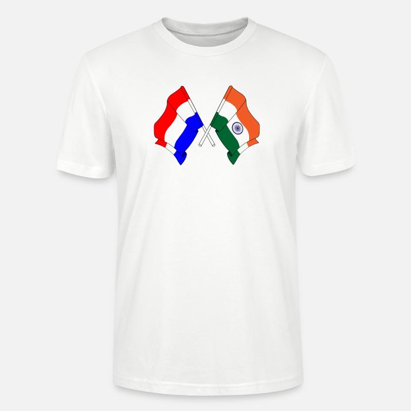 Drapeau des Pays-Bas, drapeau de l’Inde - T-shirt bio CRAFTER Stanley Stella Unisexe - blanc