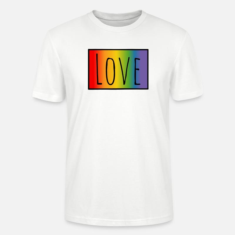 CSD Tshirt Regenbogen Love - Stanley/Stella Unisex Bio-T-Shirt CRAFTER - Weiß