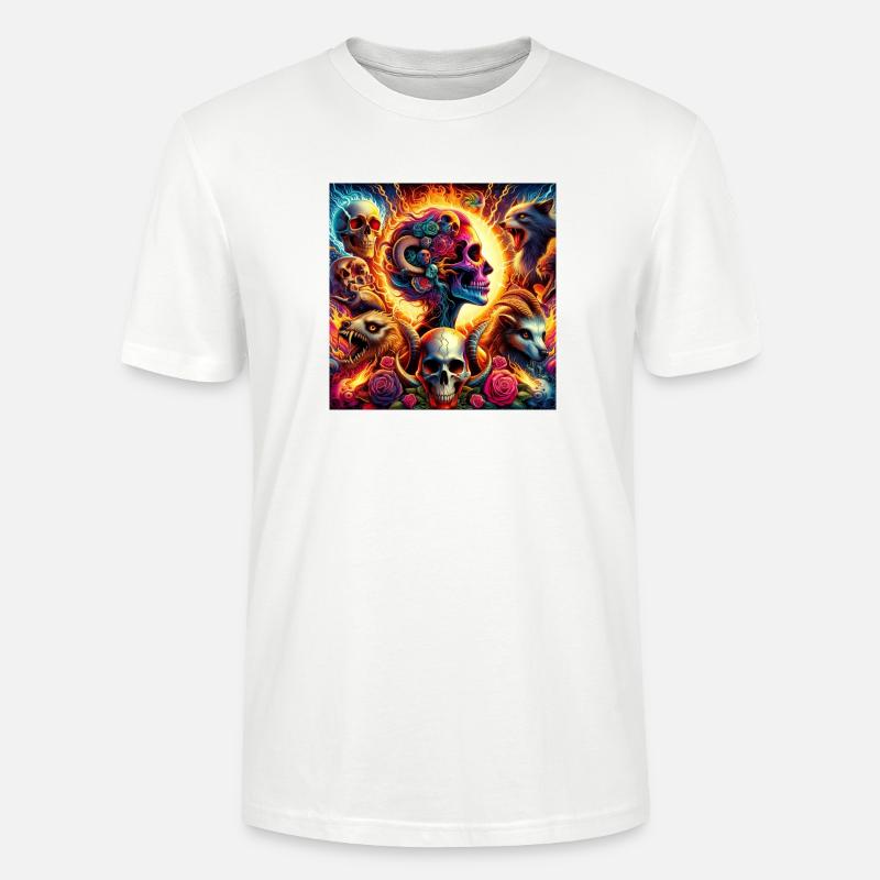 Lebendige Blumenschädel & Chlorole - Stanley/Stella Unisex Bio-T-Shirt CRAFTER - Weiß
