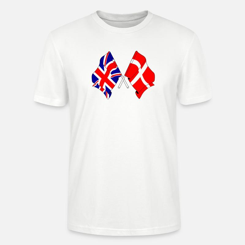 Drapeau de l’Angleterre, drapeau du Danemark - T-shirt bio CRAFTER Stanley Stella Unisexe - blanc