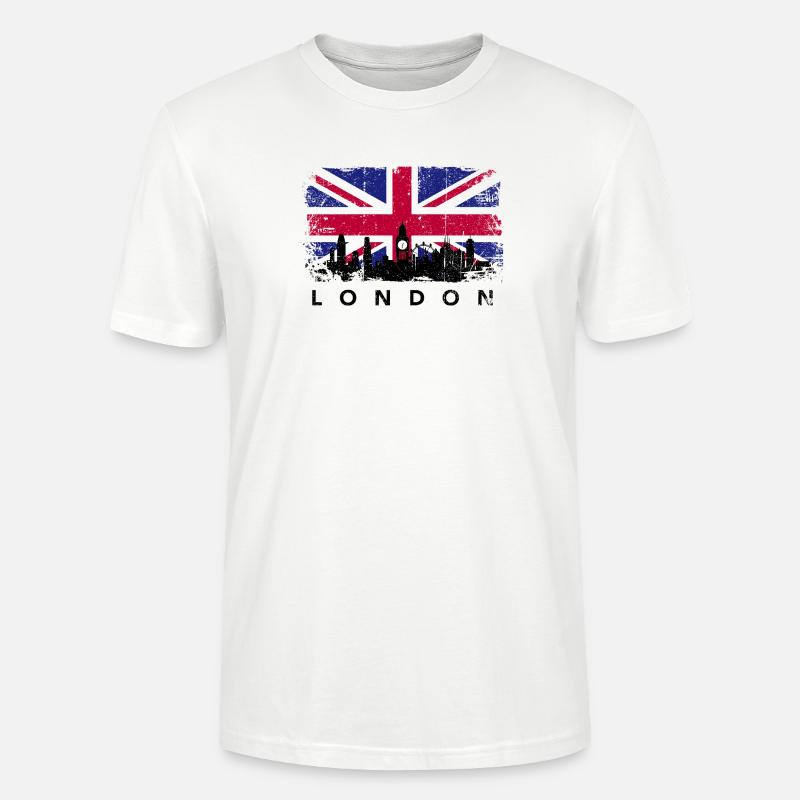 Silhouette de l’Union Jack Skyline - T-shirt bio CRAFTER Stanley Stella Unisexe - blanc