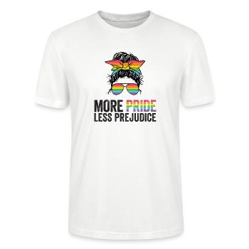 LGBT Pride Month - More Pride Less Prejudice - Stanley/Stella CRAFTER Unisex Organic T-Shirt - white - Front - Alina (178cm) & Michal (187cm)