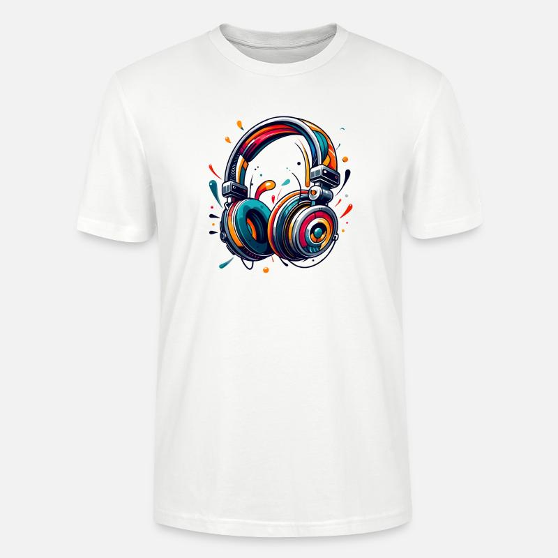 Kopfhörer im dynamischem, abstraktem Kunststil - Stanley/Stella Unisex Bio-T-Shirt CRAFTER - Weiß