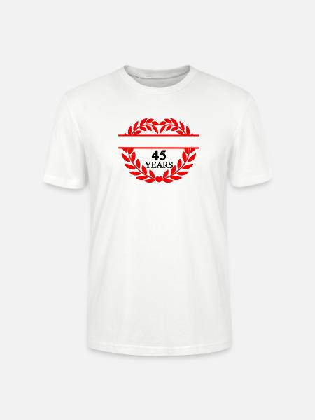 Bannername fünfundvierzig Jahre, Herz-Lorbeerkranz - Stanley/Stella Unisex Bio-T-Shirt CRAFTER - Weiß