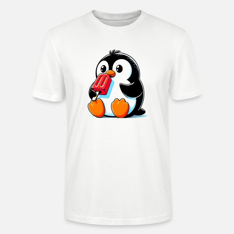 Pinguin isst ein Eis am Stiel - Stanley/Stella Unisex Bio-T-Shirt CRAFTER - Weiß