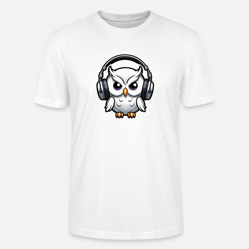 weiße Eule mit Kopfhörern - Stanley/Stella Unisex Bio-T-Shirt CRAFTER - Weiß