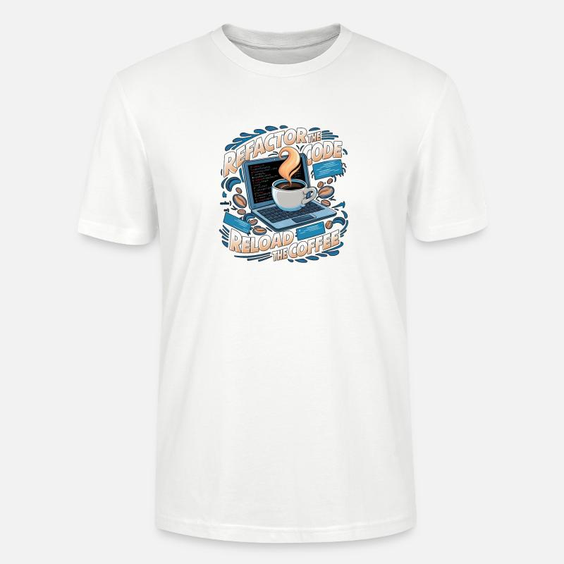 Programmers generate code from coffee - Stanley/Stella CRAFTER Unisex Organic T-Shirt - white