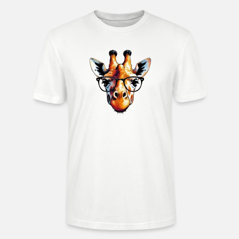 Giraffe mit Brille - Stanley/Stella Unisex Bio-T-Shirt CRAFTER - Weiß