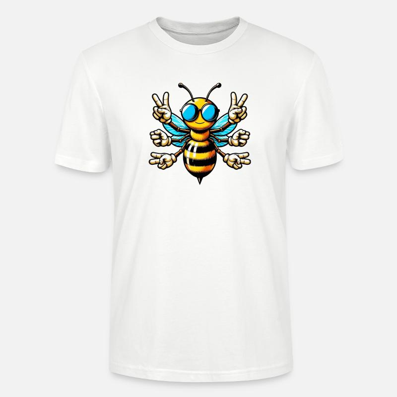 Biene mit Sonnenbrille - Stanley/Stella Unisex Bio-T-Shirt CRAFTER - Weiß