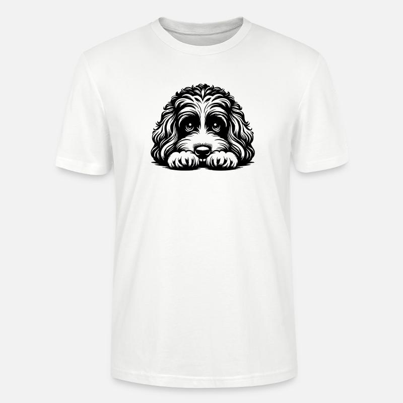Cavapoo Head with Paws - Stanley/Stella CRAFTER Unisex Organic T-Shirt - white