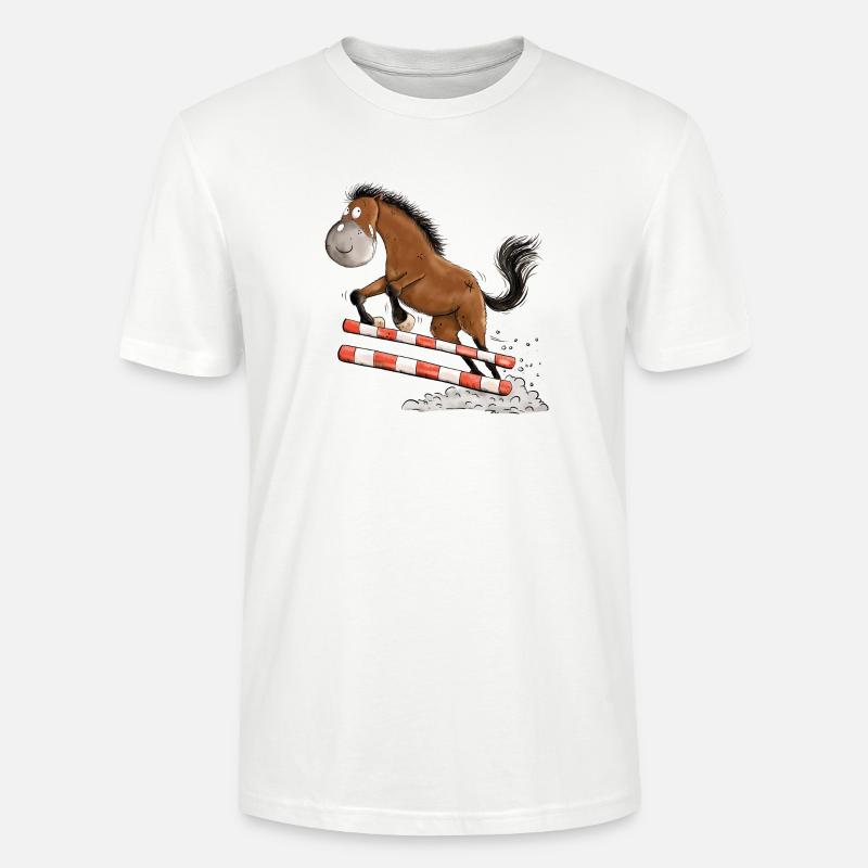 Witziges Springpferd Springreiten Tunier Pferd - Stanley/Stella Unisex Bio-T-Shirt CRAFTER - Weiß