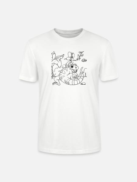 Iguana Jungle Coloring Page Hand Illustrated - Stanley/Stella CRAFTER Unisex Organic T-Shirt - white