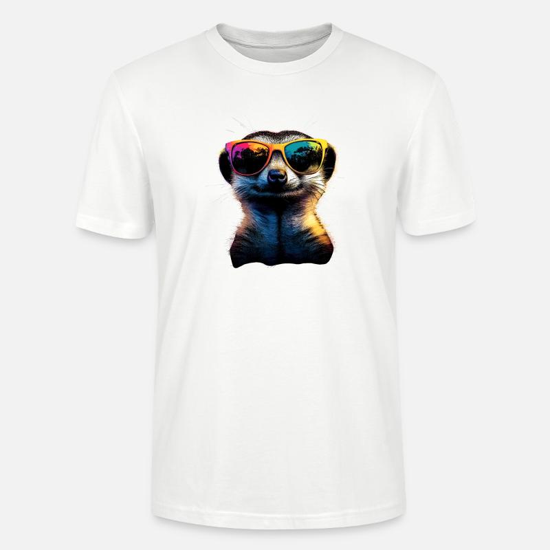 Erdmännchen Sonnenbrille Bunt Süßes Erdmännchen - Stanley/Stella Unisex Bio-T-Shirt CRAFTER - Weiß