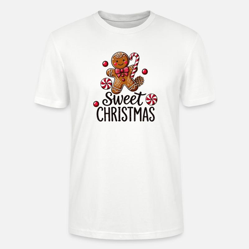 Fröhlicher Lebkuchenmann mit Zuckerstange - Stanley/Stella Unisex Bio-T-Shirt CRAFTER - Weiß