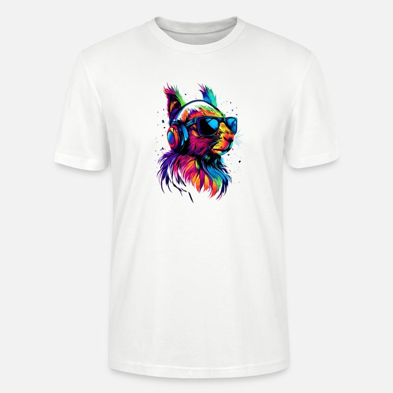 Eichhörnchen Kopfhörer Bunt Popart DJ Eichhörnchen - Stanley/Stella Unisex Bio-T-Shirt CRAFTER - Weiß