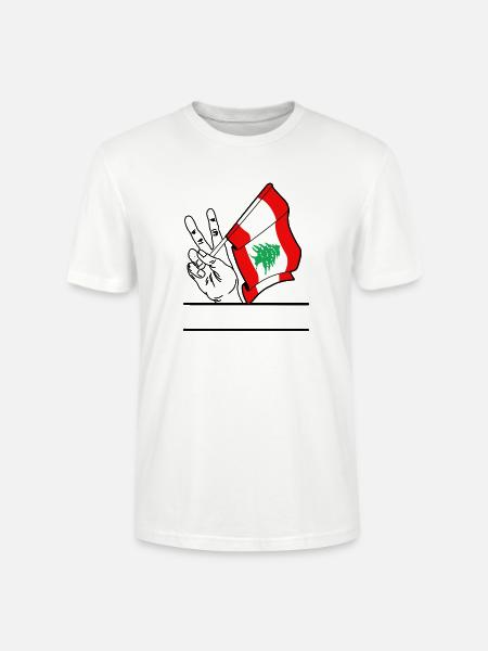 Flagge Libanon transparentes Peace-Zeichen Textfeld - Stanley/Stella Unisex Bio-T-Shirt CRAFTER - Weiß