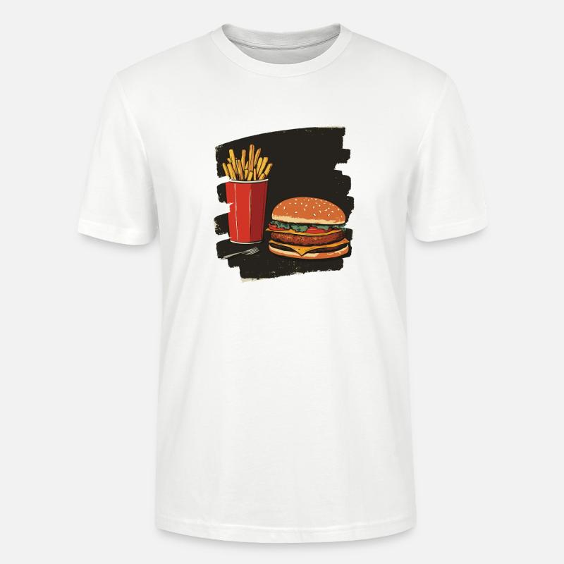 Burger und Fritten Retro - Stanley/Stella Unisex Bio-T-Shirt CRAFTER - Weiß