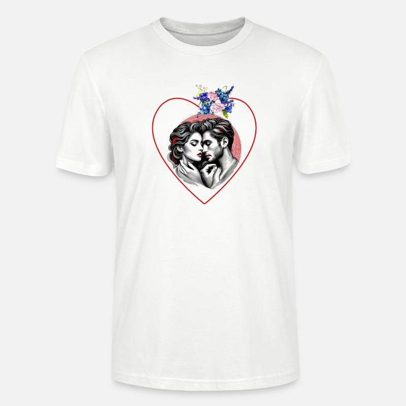 Herzduo im Blütenrahmen - Stanley/Stella Unisex Bio-T-Shirt CRAFTER - Weiß