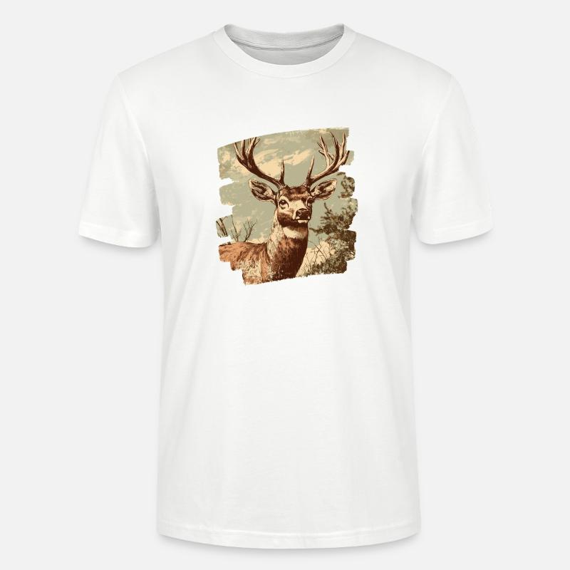 Hirsch mit Geweih - Stanley/Stella Unisex Bio-T-Shirt CRAFTER - Weiß