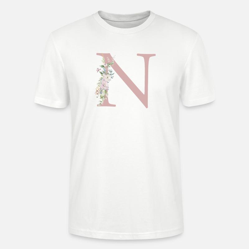 N Monogramm, Floral, personalisierbar - Stanley/Stella Unisex Bio-T-Shirt CRAFTER - Weiß