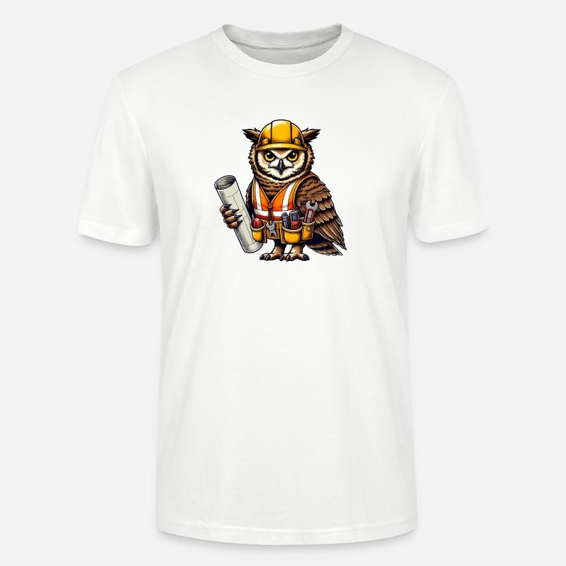 Bauarbeiter-Eule – Clever & Handwerklich! - Stanley/Stella Unisex Bio-T-Shirt CRAFTER - Weiß