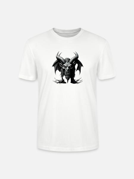 Furchterregender Dämon, Hörner & Fledermausflügel - Stanley/Stella Unisex Bio-T-Shirt CRAFTER - Weiß