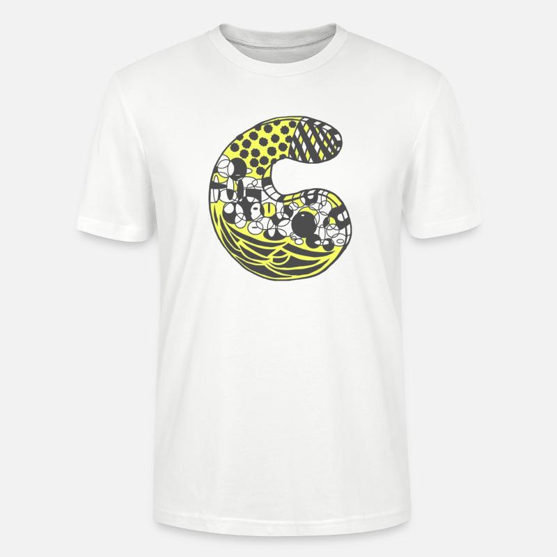Buchstabe C mit Charakter in gelb - Stanley/Stella Unisex Bio-T-Shirt CRAFTER - Weiß