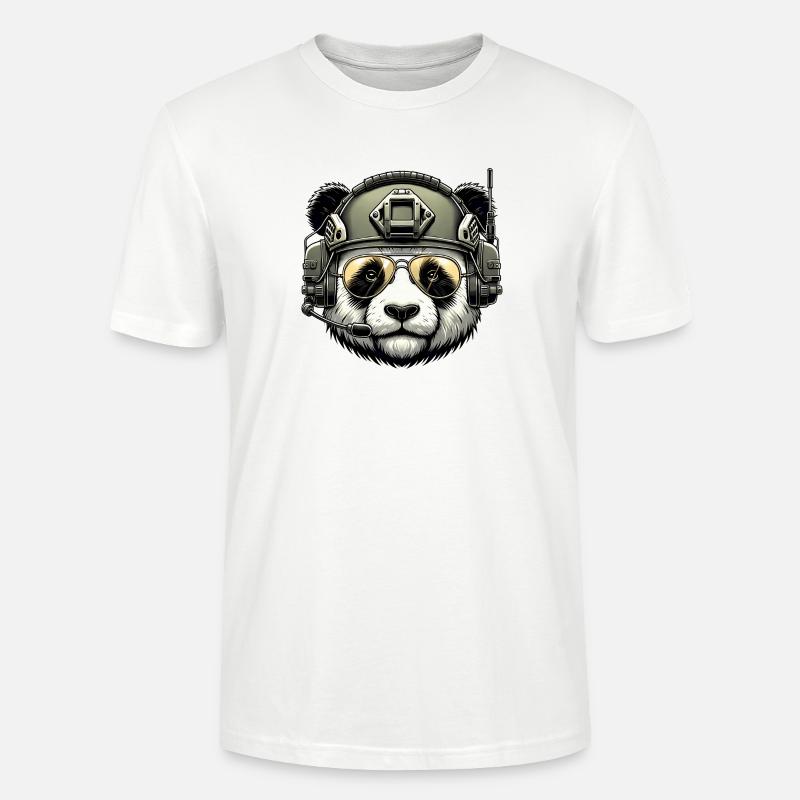 Panda Militär Armee Design - Stanley/Stella Unisex Bio-T-Shirt CRAFTER - Weiß