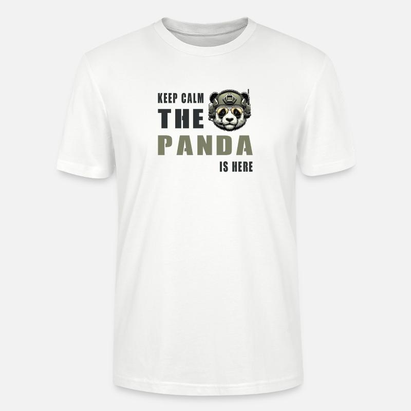 Panda tactique – Restez calme - T-shirt bio CRAFTER Stanley Stella Unisexe - blanc