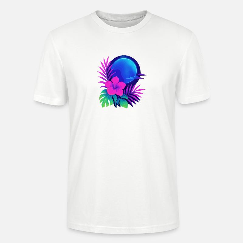 Neon Tropic Moon - Stanley/Stella CRAFTER Unisex Organic T-Shirt - white