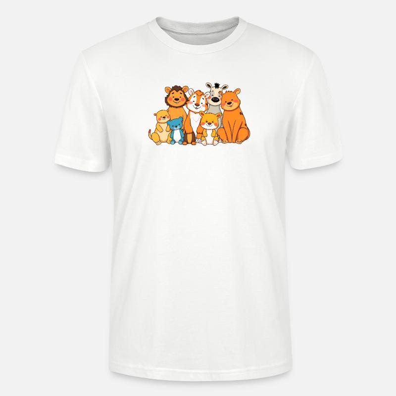 Playful Animal Family Comic Design - Stanley/Stella CRAFTER Unisex Organic T-Shirt - white