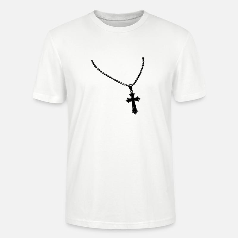 Kette mit Kreuz - Stanley/Stella Unisex Bio-T-Shirt CRAFTER - Weiß